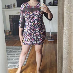 MATERIAL GIRL DRESS, MEDIUM. BLACK/COLORFUL